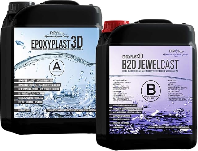 4,5 KG Epoxy Resin EpoxyPlast 3D B20 Jewel Cast I Ultra Diamond Clear I Excellent Anti-UV Protection I Jewelry Casting Resin I BPA Free I Premium Product I Wood I Glass