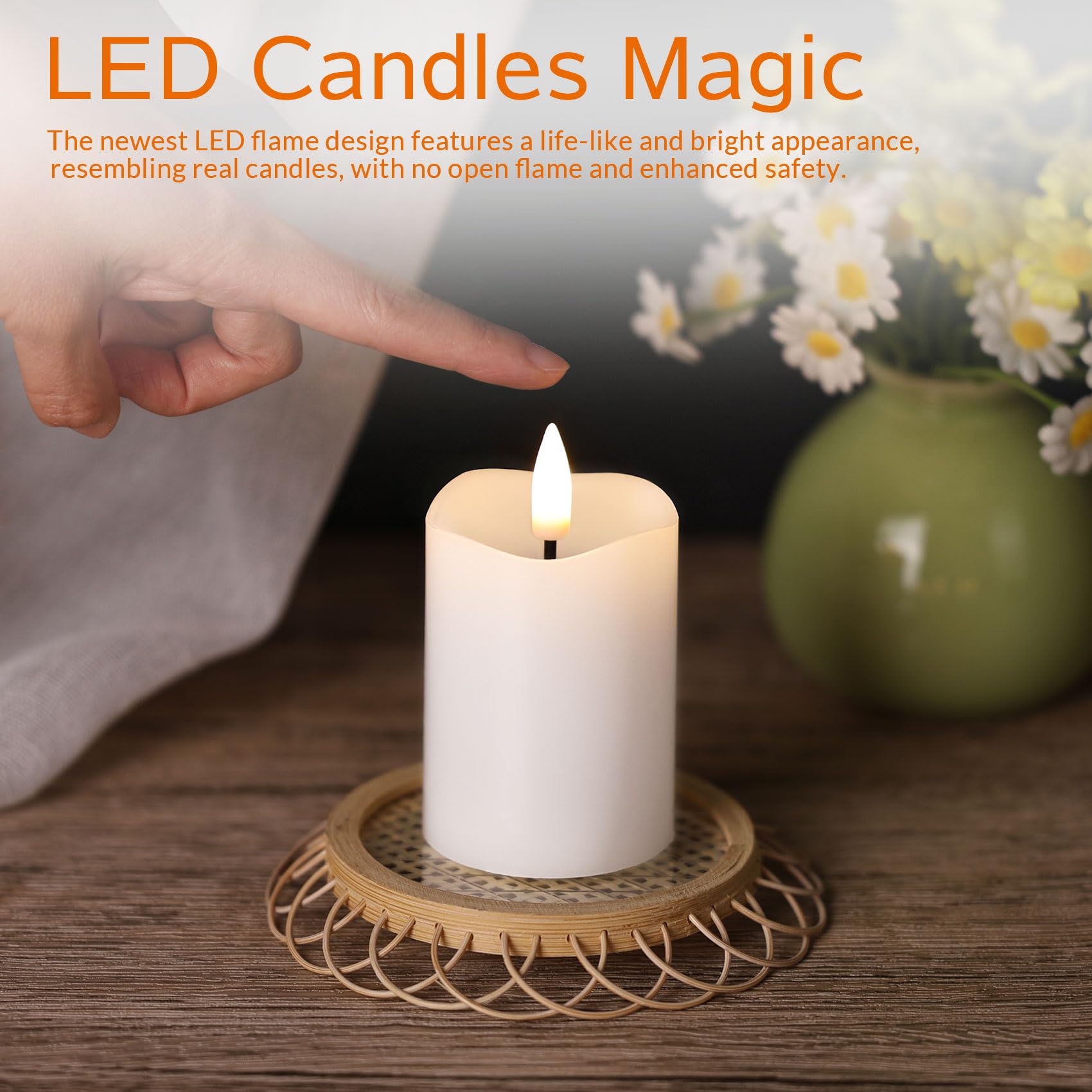 Candele votive bianche senza fiamma con batterie a distanza, 5,1 x 7,6 cm, piccole candele a LED in cera tremolanti, set da 6