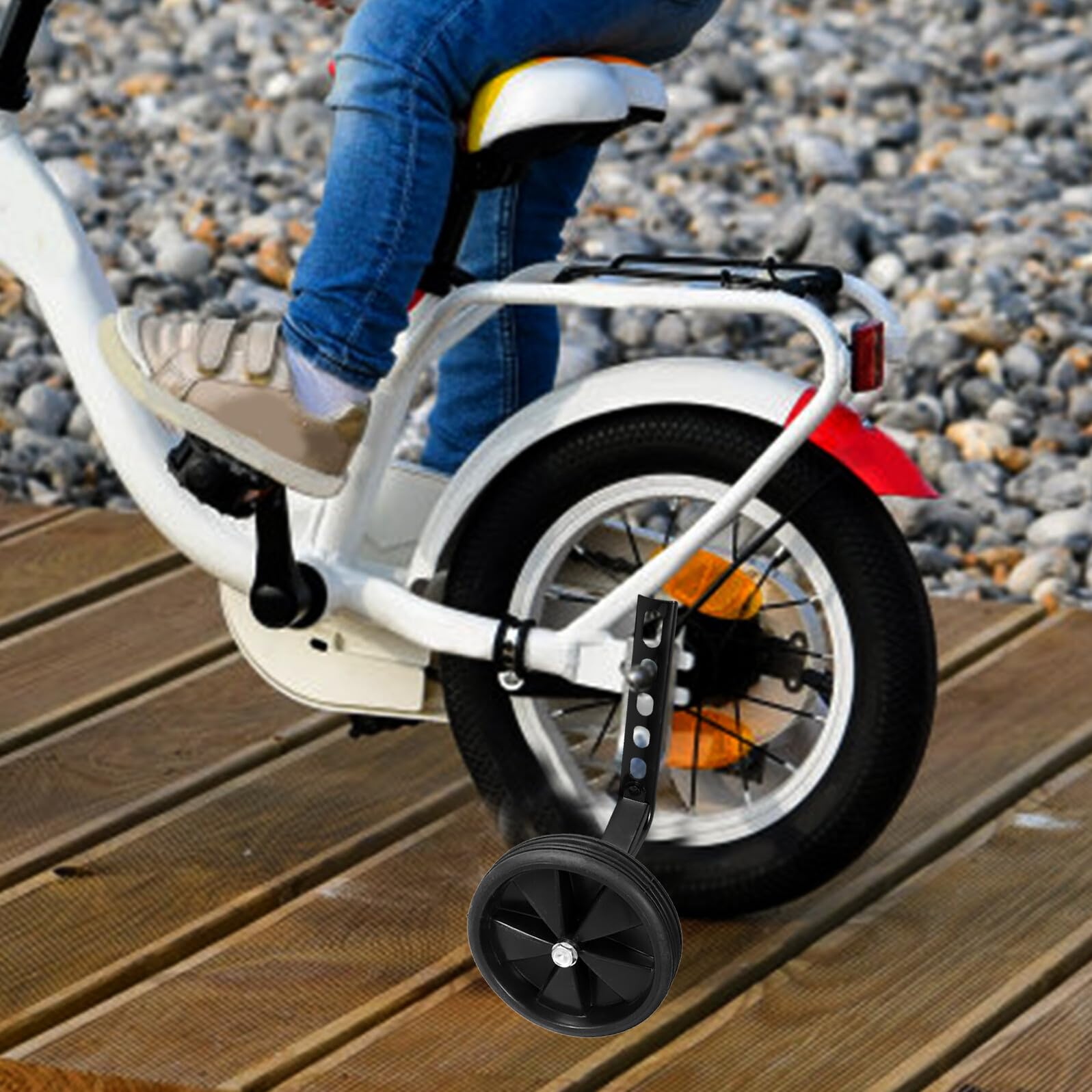 Mikinona Dziecięcych Kół Bocznych Do Roweru Ciche Łatwe Montażu Stabilizatory Rowerowe Pomocne Akcesoria Do Nauki Jazdy dla Chłopiec Dziewczynka Czarne Grube