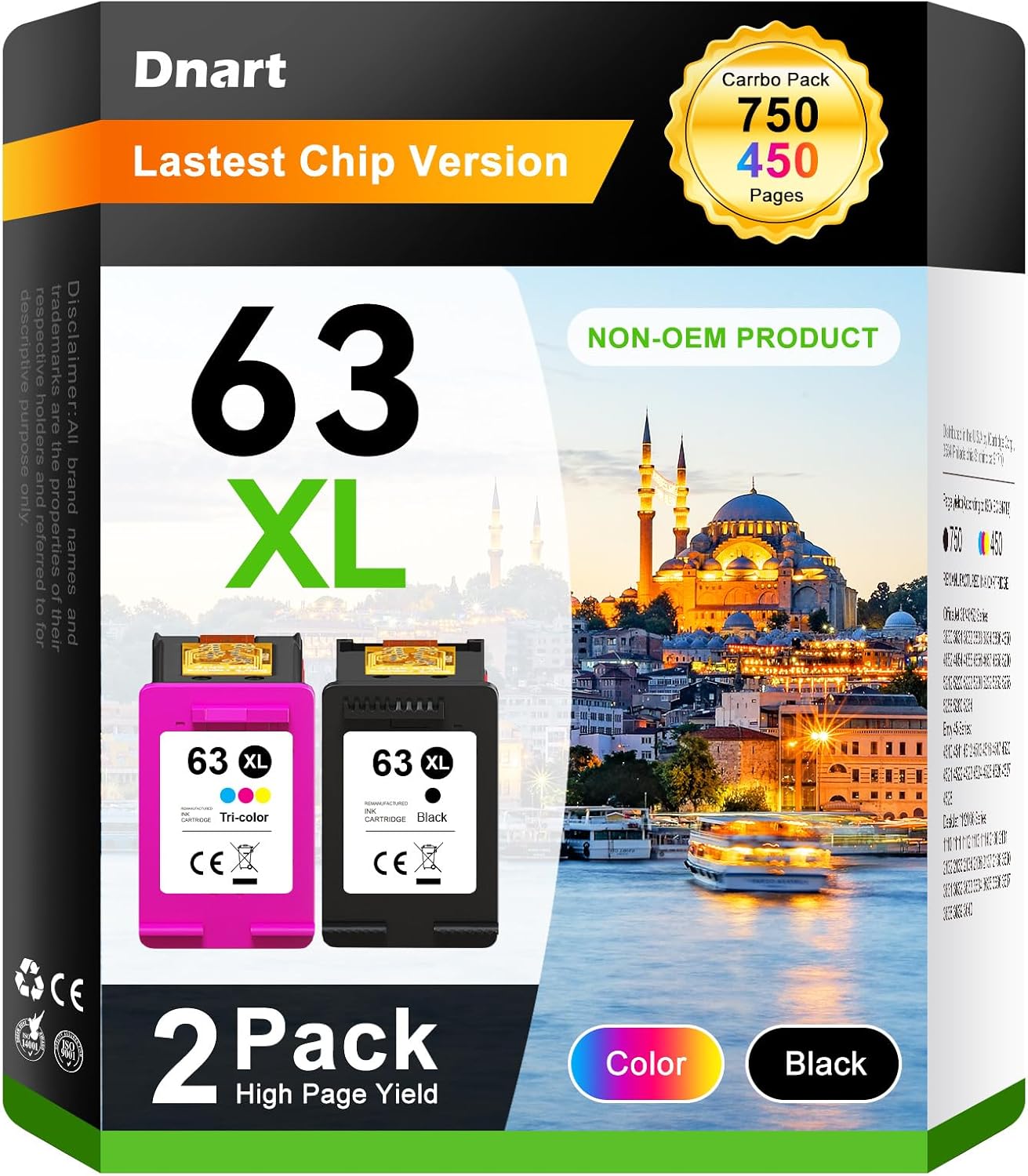 HP 63XL Ink Cartridge Combo Pack (Black & Color) for OfficeJet & Deskjet