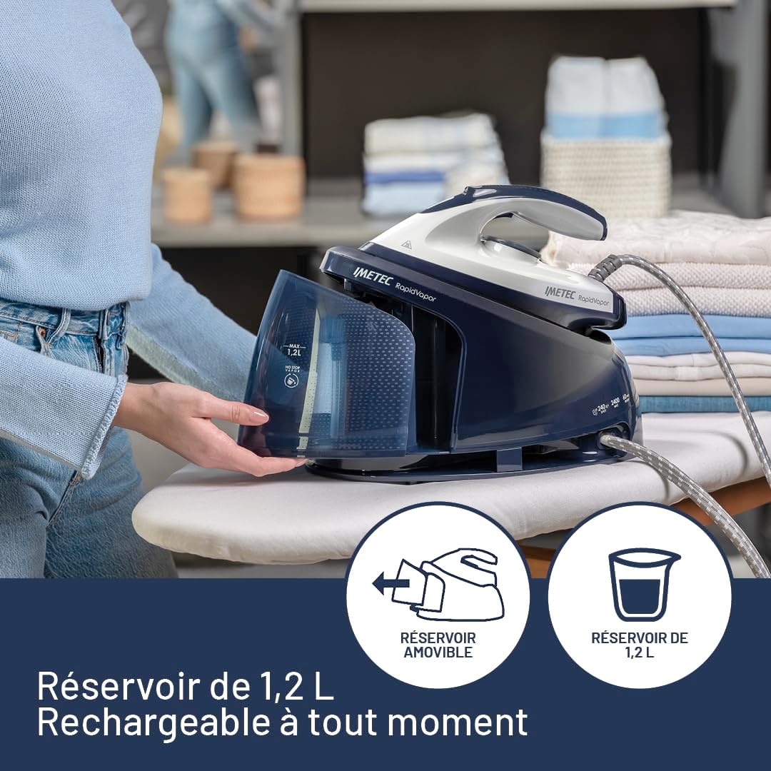 Removable 1.2 L water tank of the Imetec RapidVapor Plus