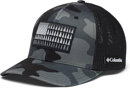 Columbia - Gorra de malla con bandera con árboles unisex para adultos, corona alta