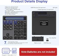 CATECK Bluetooth és 2.4G Numerikus Billentyűzet - 34 Gombos Számpad Beépített Számológéppel - Vezeték Nélküli Vékony Numpad MacBook, Windows 2