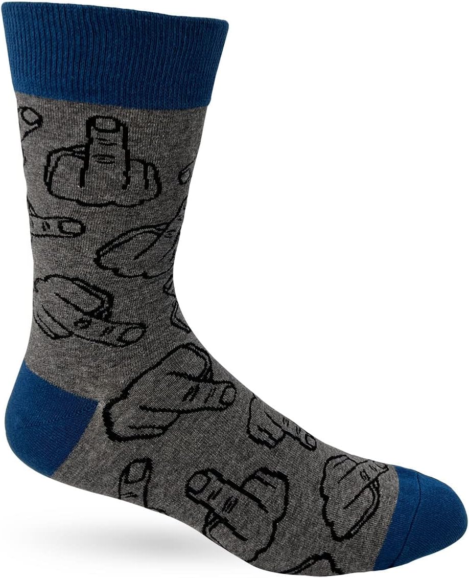 Fabdaz Flip Off Middle Finger Men's Novelty Crew Socks - Image 2