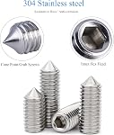 340Pcs Metric M2.5/M3/M4/M5/M6/M8 304 Stainless Steel Allen Head Hex Socket Cone Point Set Screws,Internal Hex Drive Grub Screws,Tip Point Headless Set Screw Assortment Kit with 6 Hex Wrenches