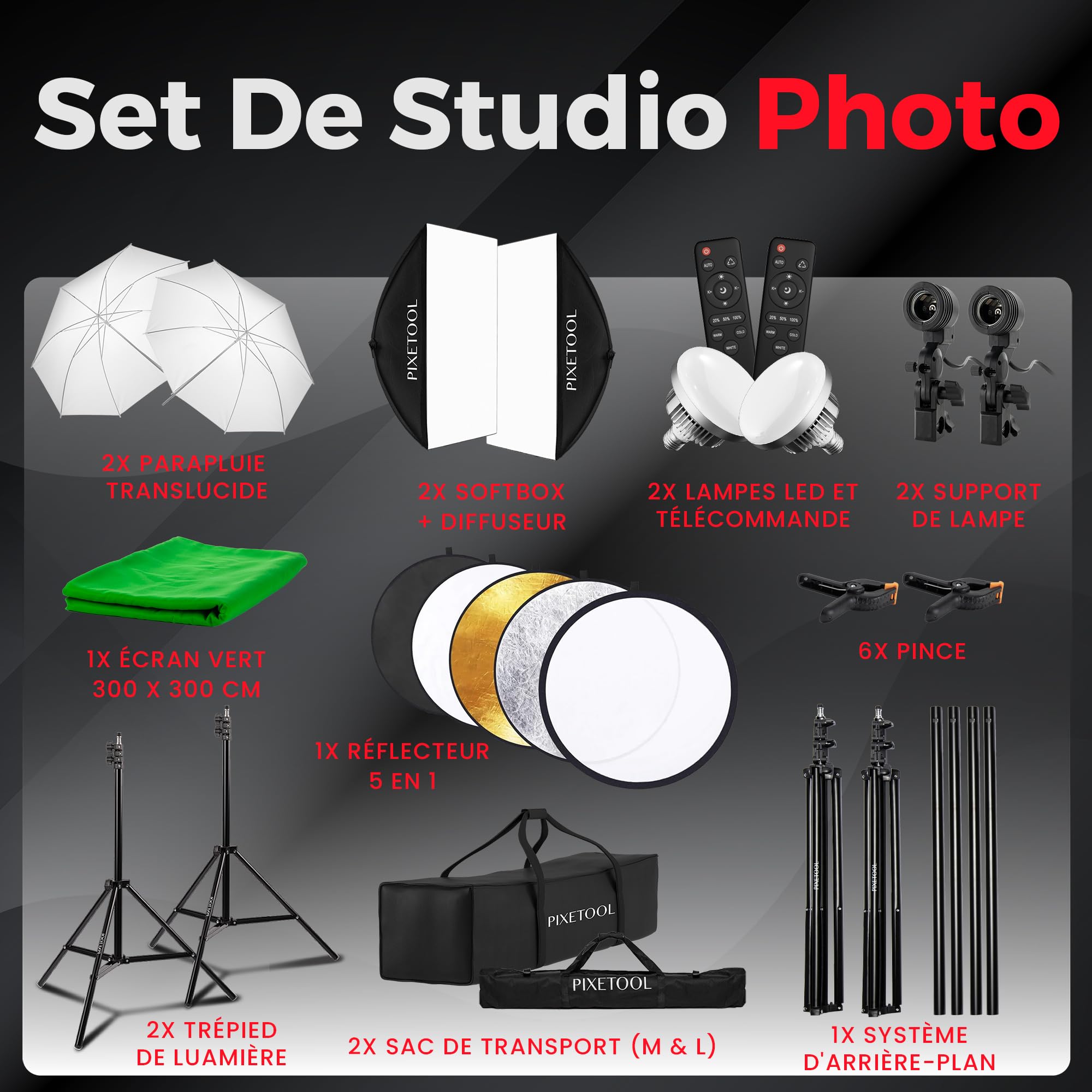 Studio Photo et Éclairage - Softbox - Fond Vert avec Support