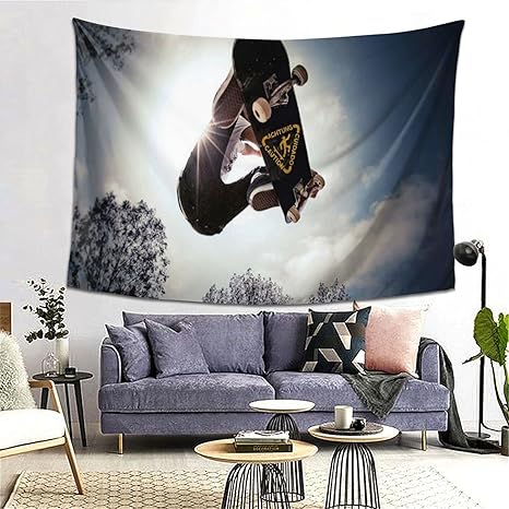 Amazon Co Jp Gukisala タペストリー スケートボードペインティングxスポーツ 多機能 毛布 おしゃれな壁掛け インテリア ファブリック装飾用品 モダンなアート 和風 壁掛け クールジャパン 家飾り ホーム キッチン