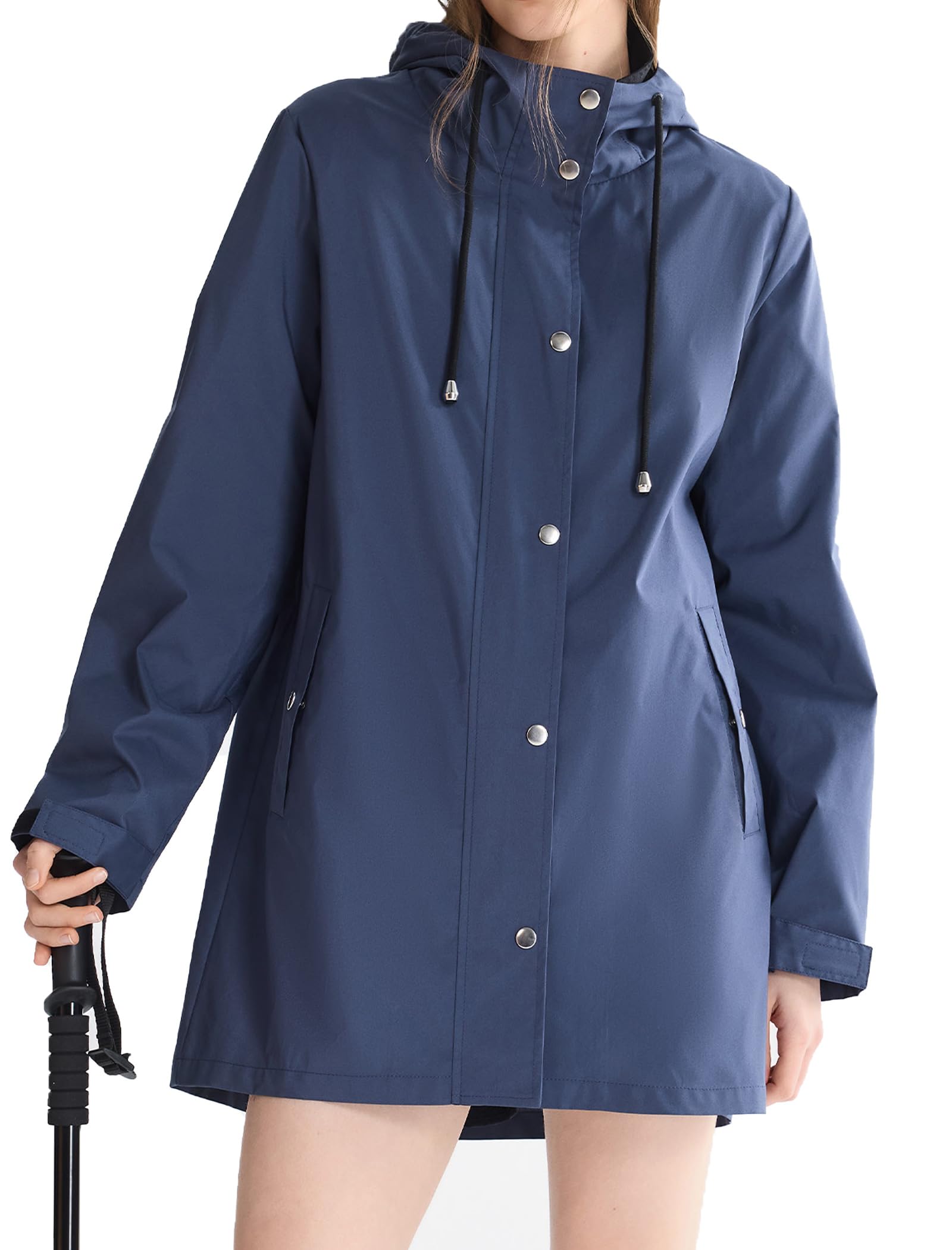 Orolay CHIIONE Rain Jacket Women Waterproof Long Hooded Lightweight Raincoat