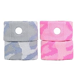 P6 Motion Sickness Bands for Kids Childrens Wristbands for Anti Nausea Sea Cruise Travel Car Sickness All-Natural Non Drowsy Relief Acupressure Treatment (2 Pack, White - Pink)