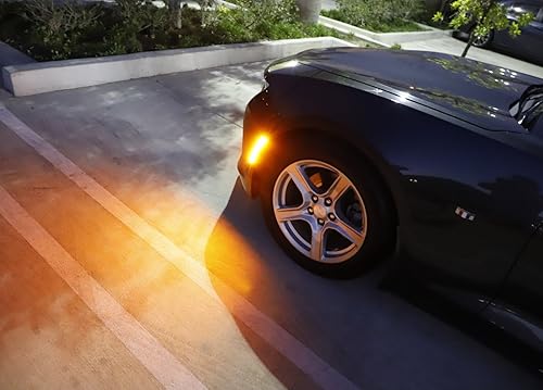 Miniatura 5 de iJDMTOY Kit de luces de marcador lateral de parachoques delantero con lente semitansparente 36-SMD ámbar Full LED compatible con Cadillac 2020 en