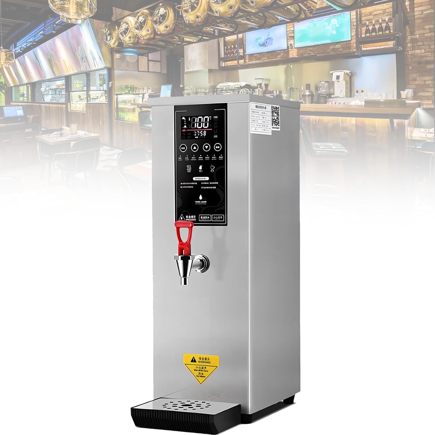 Commercial Instant Water Dispenser, 25 L Capacity, Temperature Adjustable, LCD Touchscreen, 60L/H Large Output, for Boba Tea Coffee Office Restaurant Silver