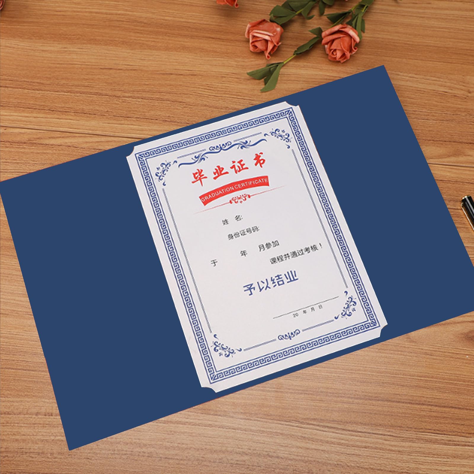 Oaygat 10Pcs A4 Certificate Award Diploma Cover Tri-Fold Paper Certificate Holder Cover Protector Citizenship and Marriage Recognition Folders Gold Border Graduation Diploma Holder - Image 3