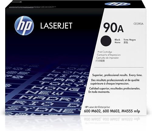 HP 90A Black Toner Cartridge | Works with HP LaserJet Enterprise 600 M602, M603 Series, HP LaserJet Enterprise M4555 MFP Series | CE390A