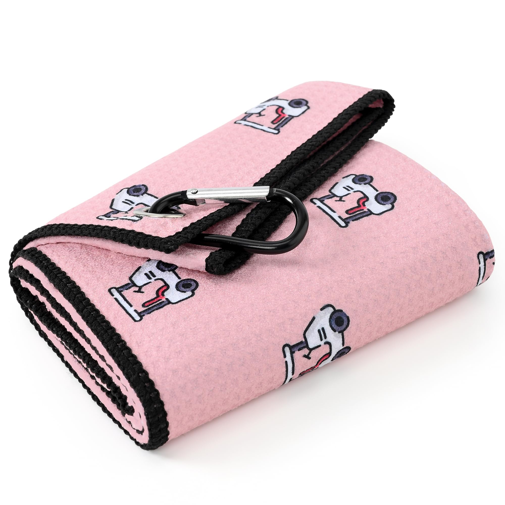 Mile High Life Golf Towel(16"x24"), Fun Prints Microfiber Towels, Waffle Fabric Large Golf Towel, with Heavy Duty Clip, Golf Bag Accessories for Men and Women (Pink Towel,Printed-Golf Cart)