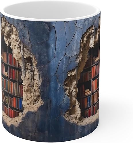 Miniatura 6 de Taza 3D de estantería - Taza de libro 3D, taza de café con libro, taza de café de libro, tazas de cerámica con diseño creativo del espacio, regalo