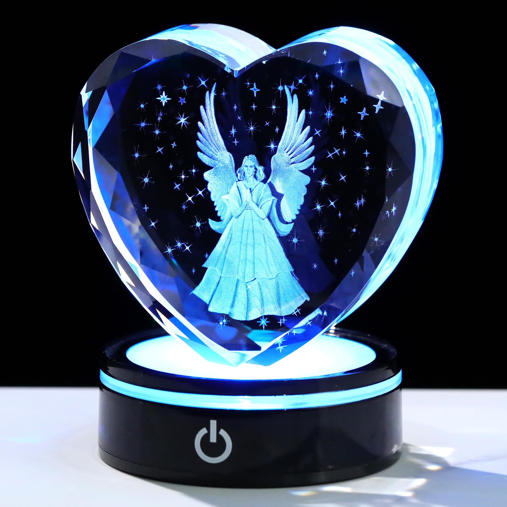 Veilleuse ange gardien cristal 3D cœur lampe décoration salon chambre