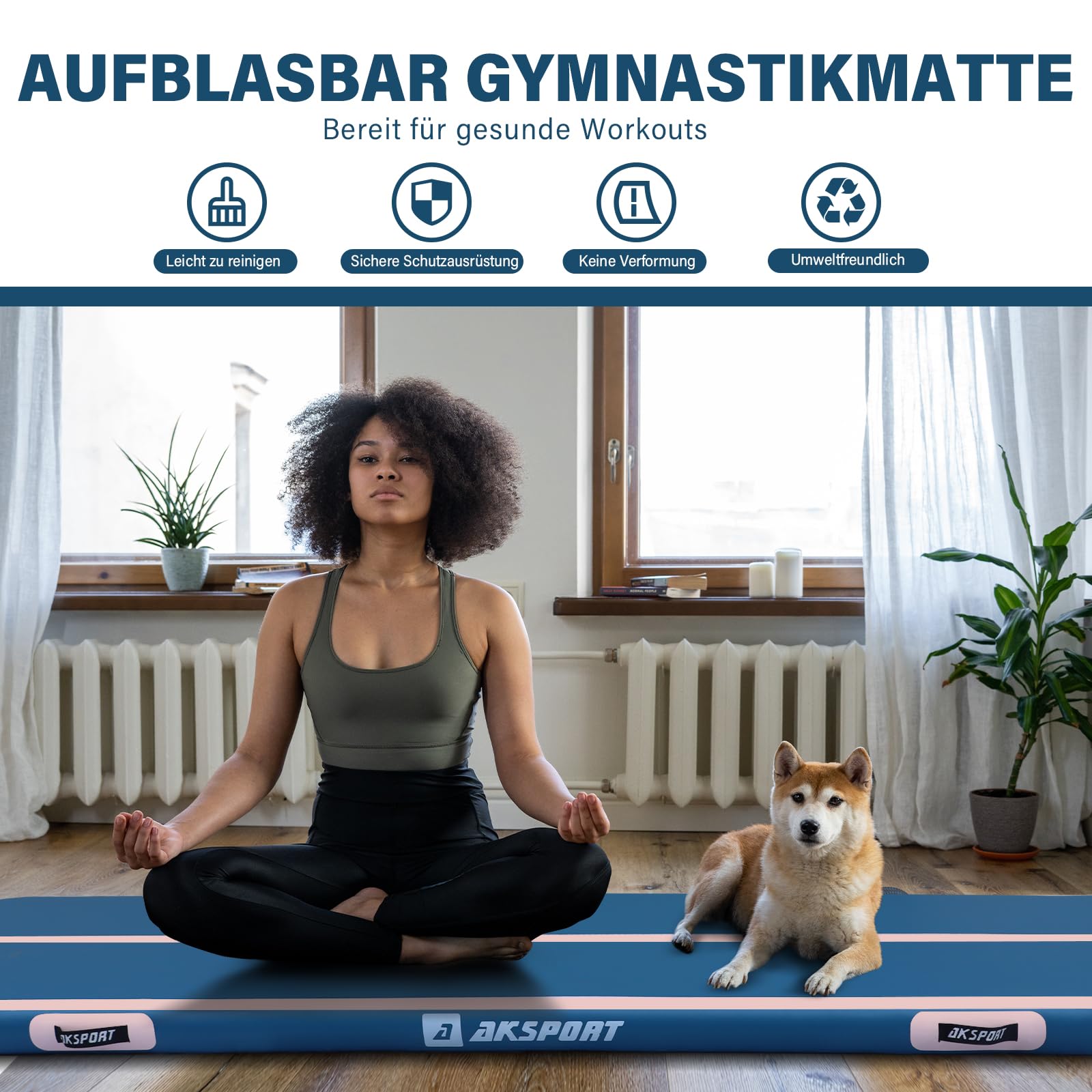 AKSPORT Tappeto Gonfiabile Air Track - 3/4/5/6 Metri Per Ginnastica, Cheerleading, Allenamento - Con Pompa Elettrica - Foto 9