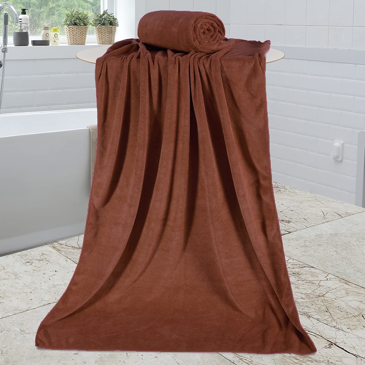JML Microfiber Bath Towels 2-Pack (30x60 Inches) – Super Soft, Fast Drying, Oversized Towels For Gym, Yoga, Beach & Travel, Light Brown - View #9