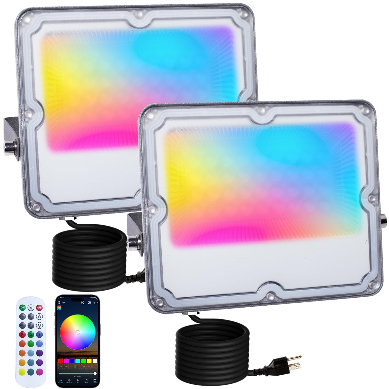 RGB LED Lights Outdoor, Color Changing, 30W (300W Equivalent), 3000LM, Works with Bluetooth App or 2.4G Remote Control, IP66 Waterproof, 16 Million-image-37