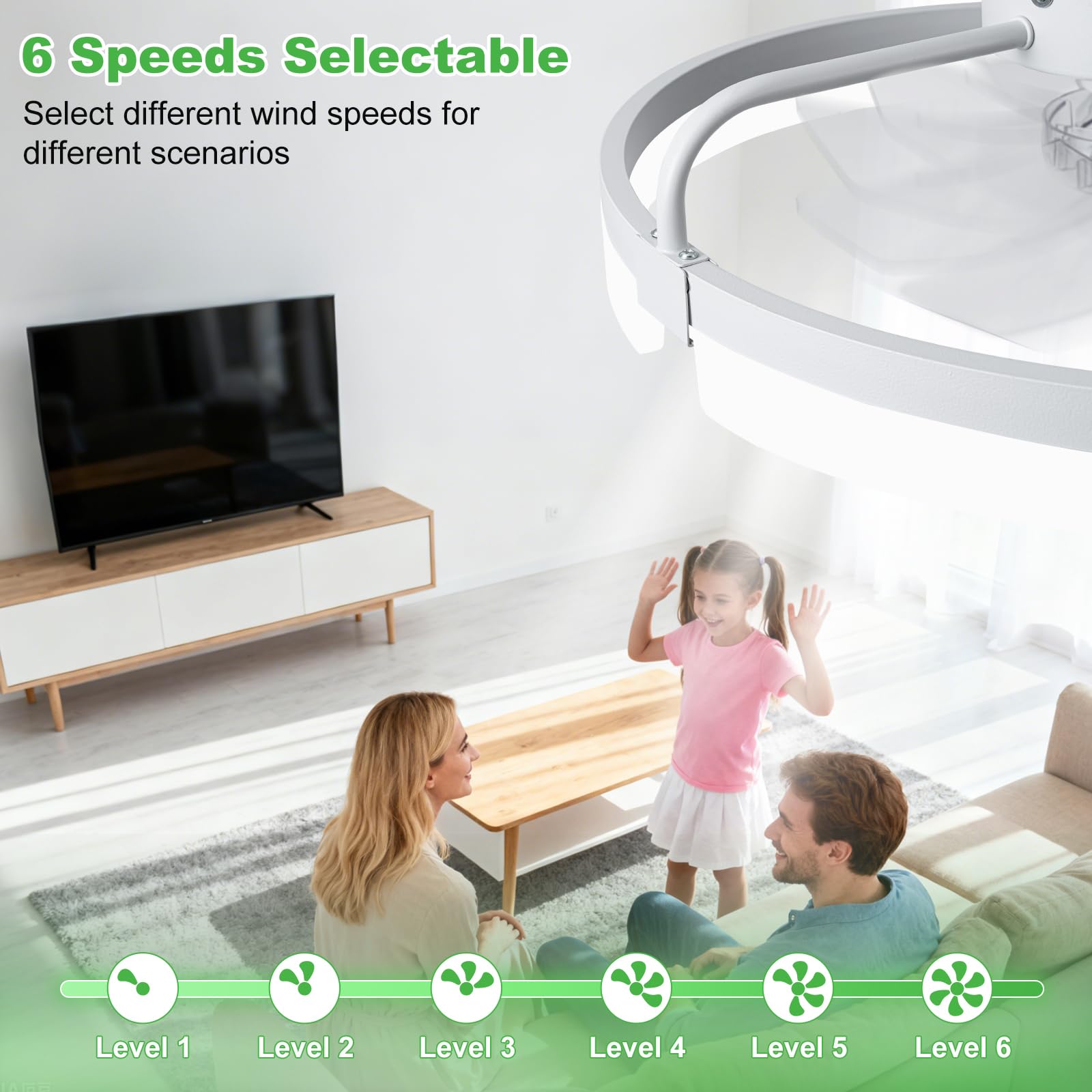Deckenventilator 50cm Einbau DC-Motor Leiser Lampe mit Ventilator 6 Geschwindigkeiten Umkehrbarer 3-Farben-LED Dimmbarer Deckenlampe Ventilator für Schlafzimmer Esszimmer Wohnzimmer (weiß)