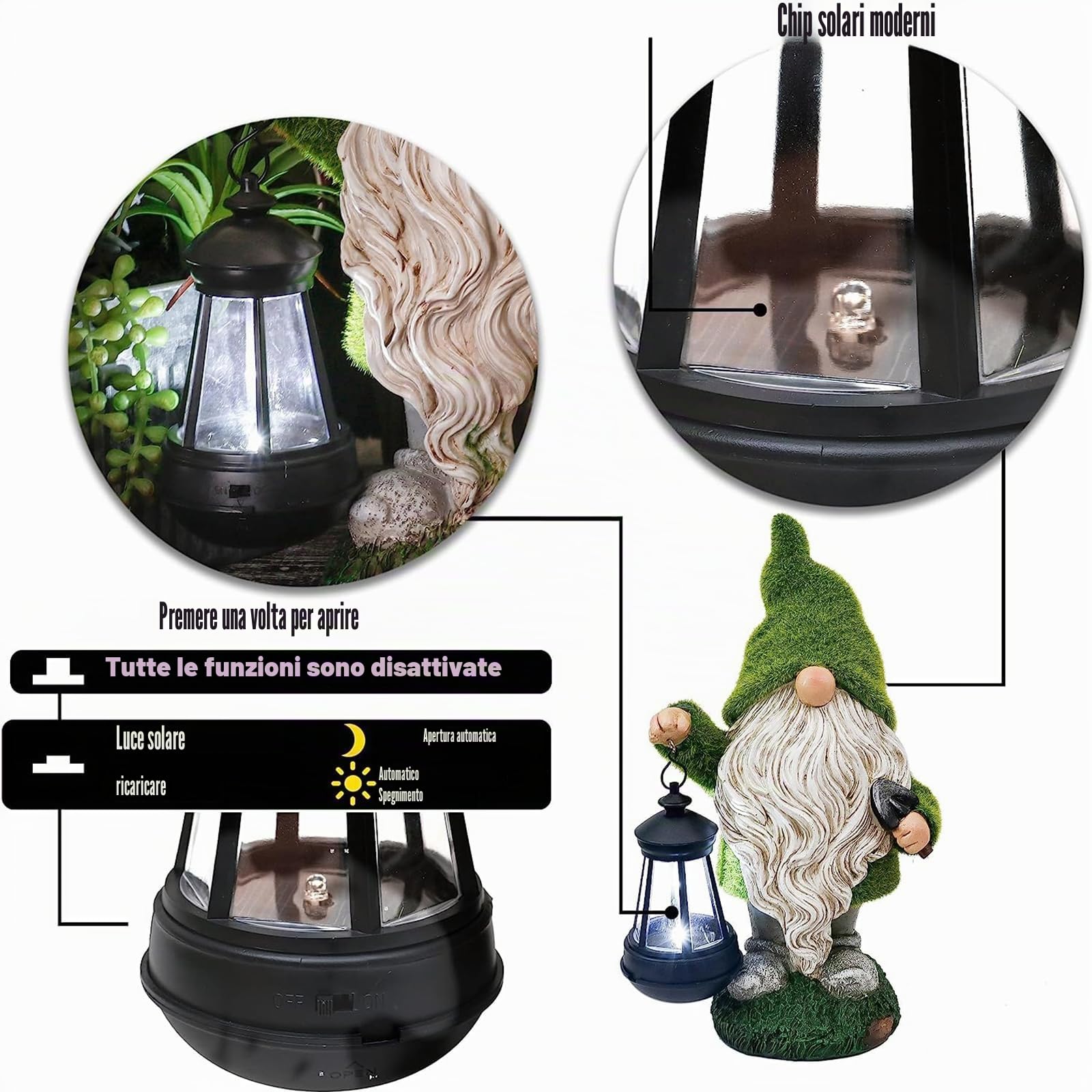 Divertente gnomi da giardino, resistente alle intemperie, grande decorazione, statuetta in resina, impermeabile