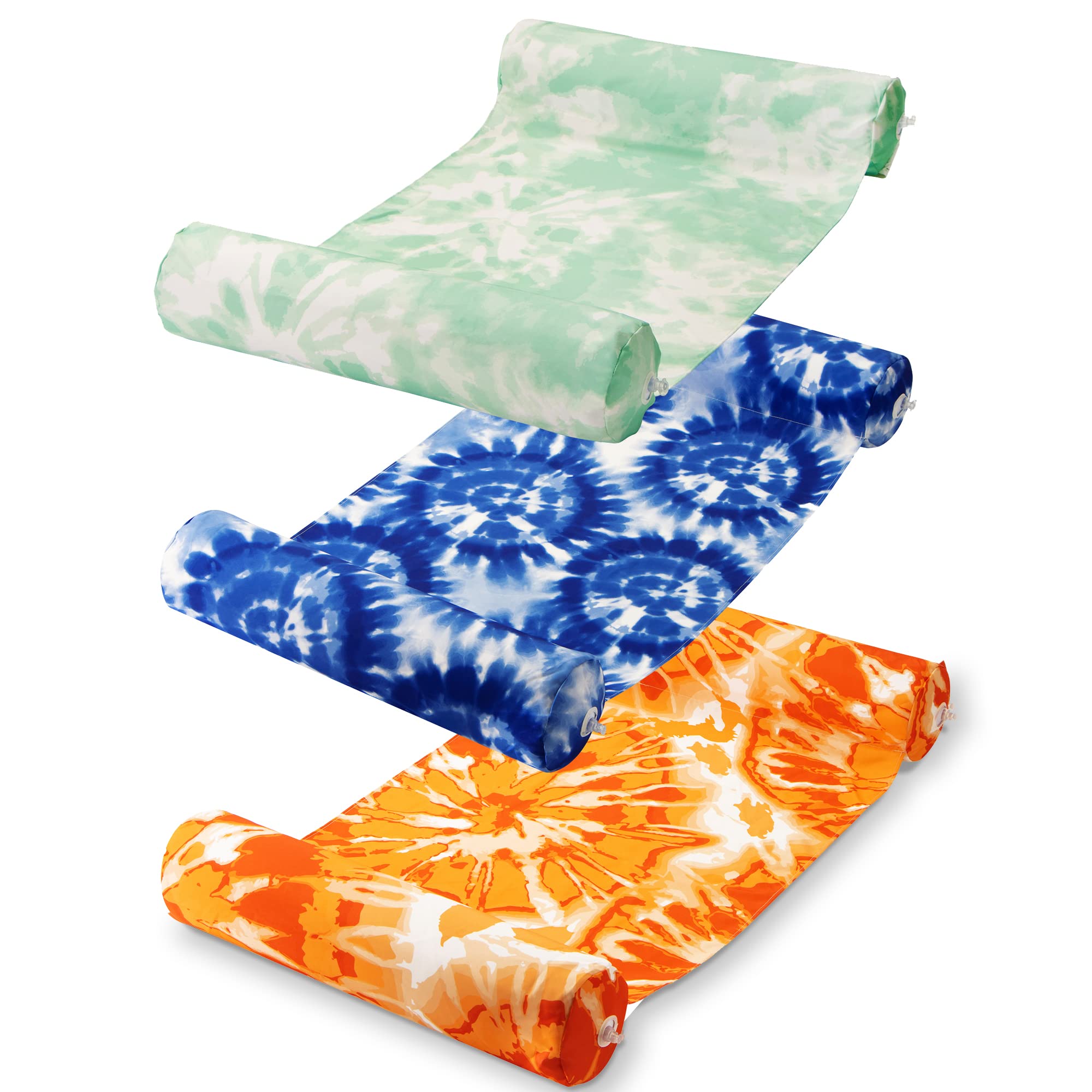 Sloosh 3 Pack 4-in-1 Inflatable Pool Floats Hammock, Water Hammock Lounges, Multi-Purpose Swimming Pool Accessories (Saddle, Lounge Chair, Hammock, Drifter) for Pool, Lake, Outdoor, Beach