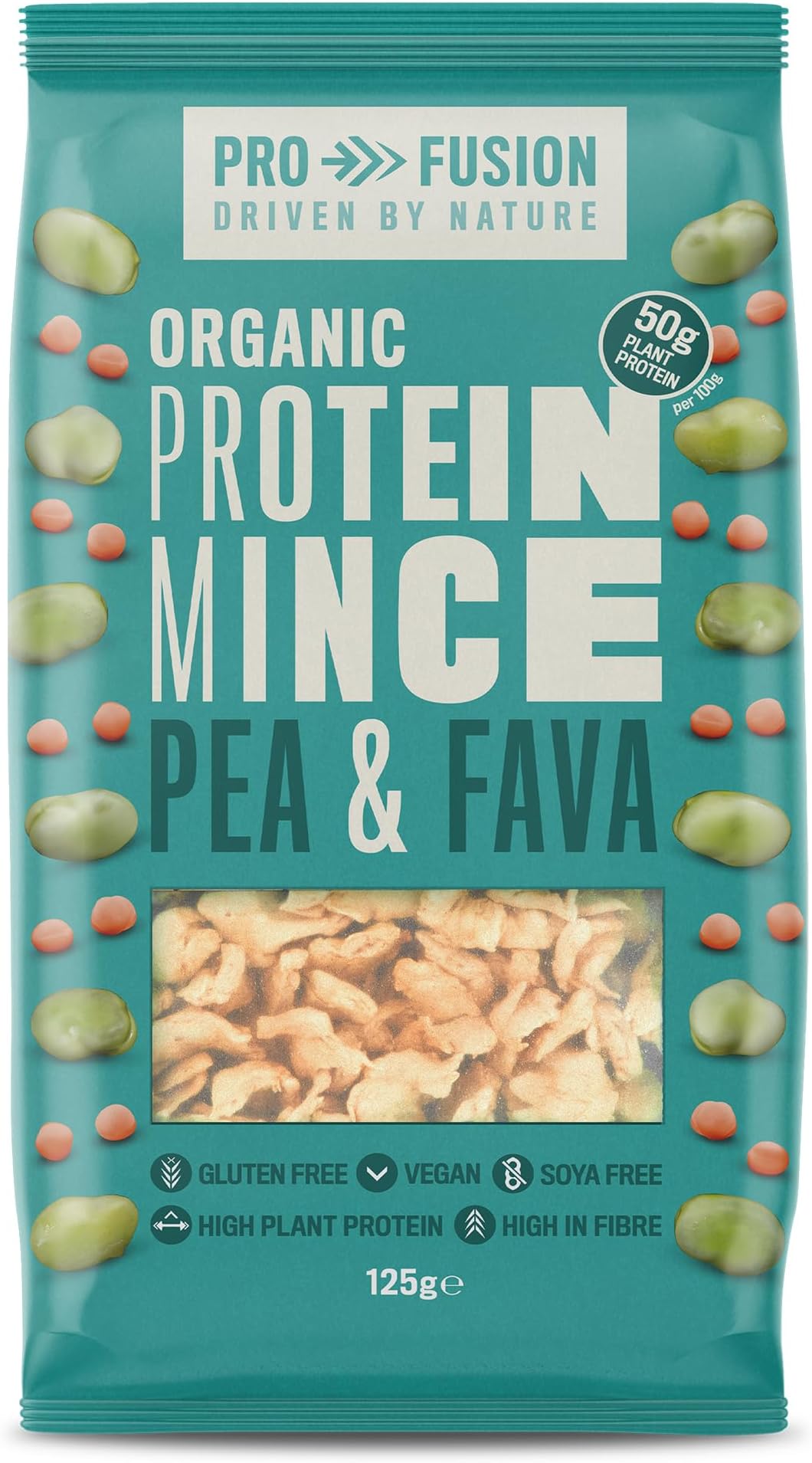 Profusion Organic Vegan Pea and Fava Protein Mince, 125g - High Protein & Gluten-Free - Soya-Free Meat Substitute