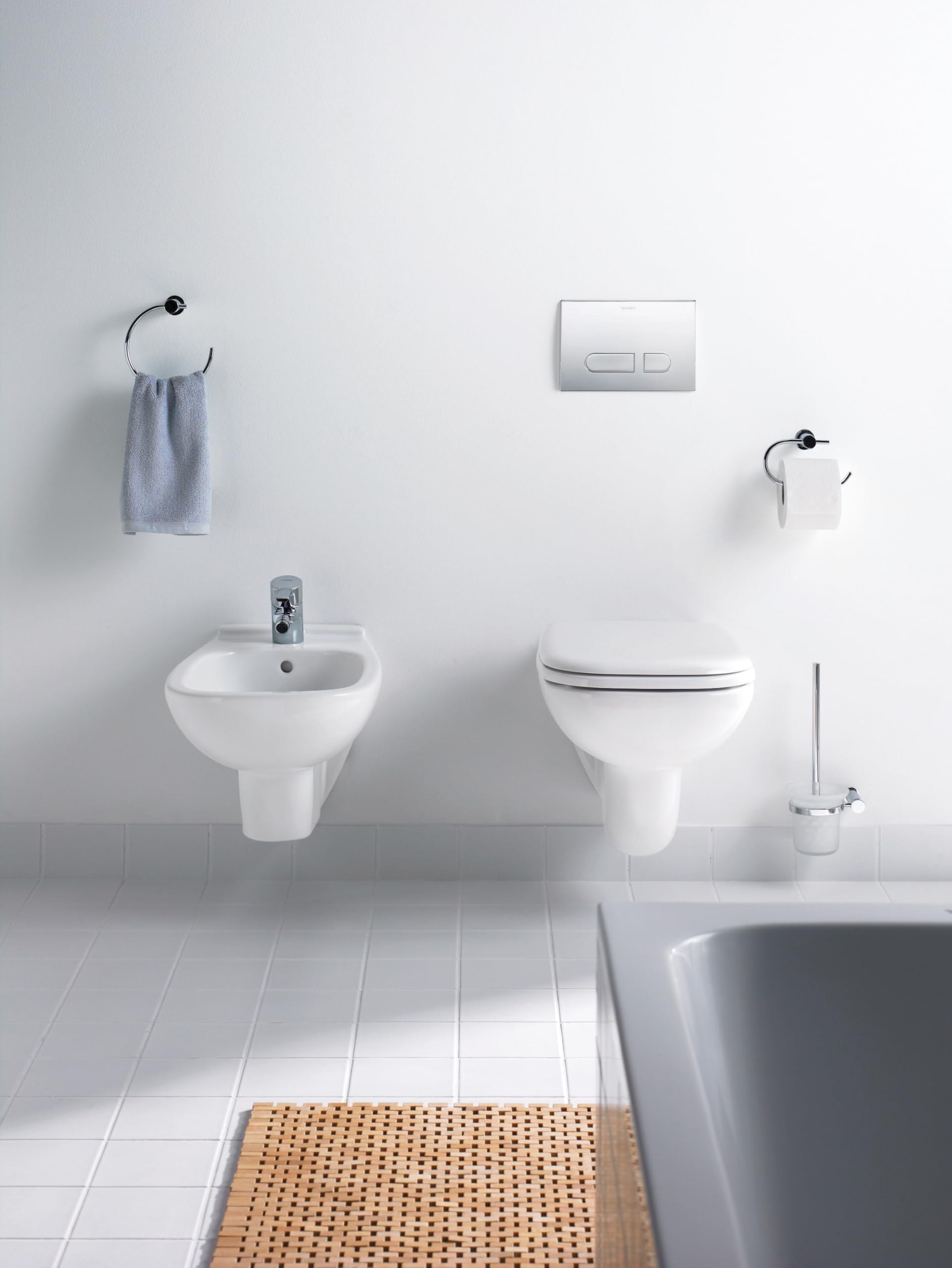 Duravit D-Code bidé de pared, con agujero para grifo, con rebosadero, 355x545x350mm, blanco alto brillo, 2257150000