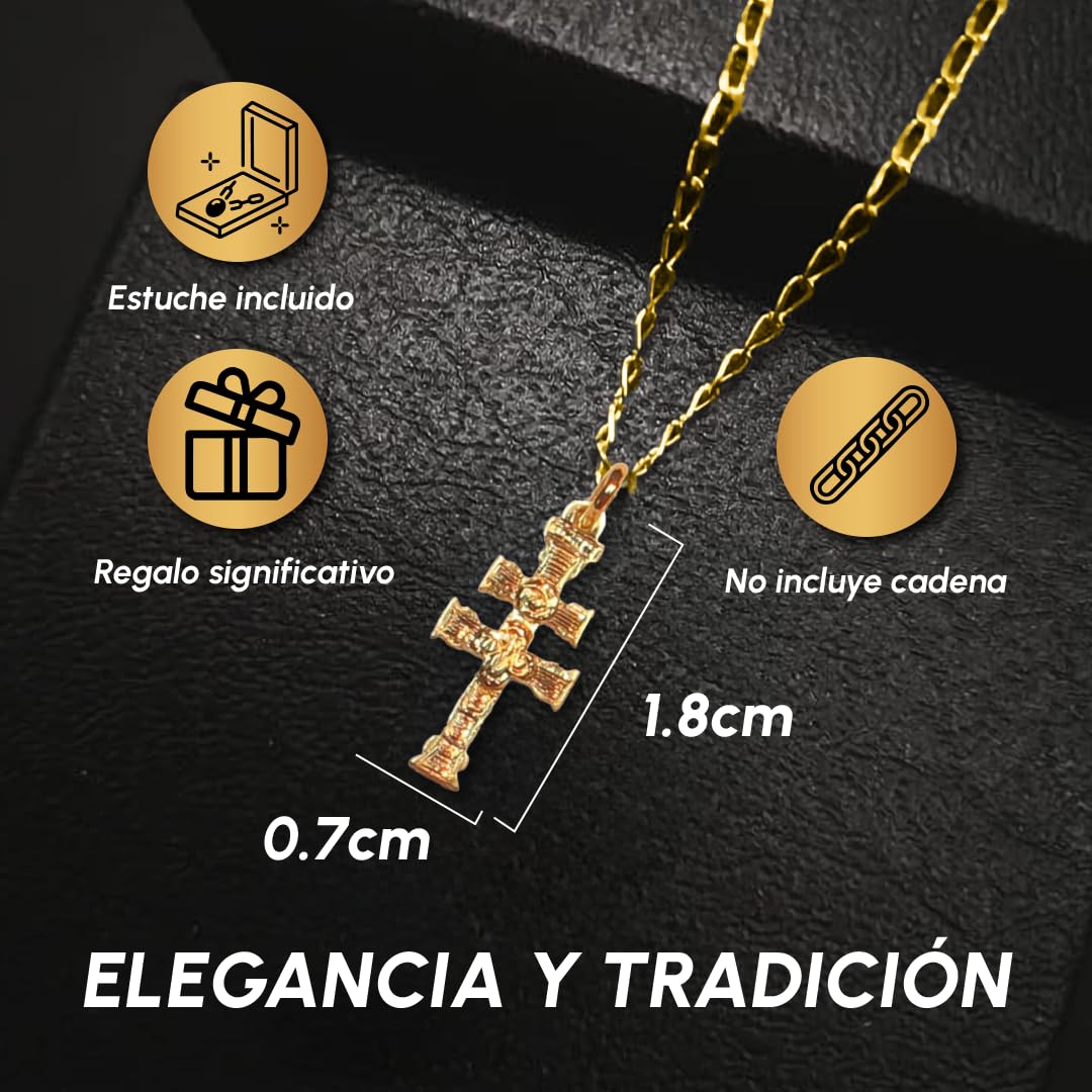 Cruz de Caravaca Oro Ley 18 Kilates 750ml - Relieve - Fabricadas en Caravaca - tamaño a elegir - Unisex - especial para regalo
