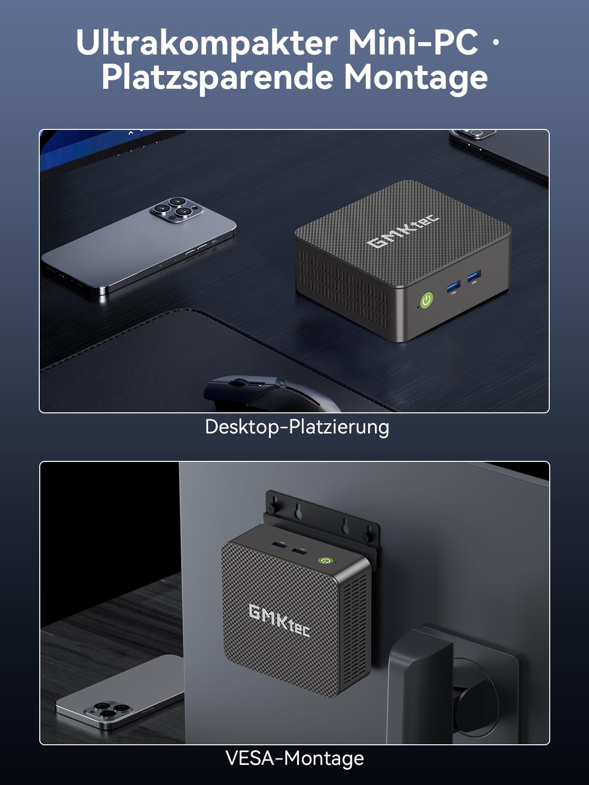 GMKtec N95 Mini PC Intel 3.4GHz, 3 Jahre Produktschutz, 8GB DDR4 2666MHz RAM 256GB M.2 SSD, G3S Mini Computer 3X USB3.2/4K Dual HDMI/WiFi 5 BT5.0/RJ45 Ethernet, Micro PC für Business/Heimkino/Schule