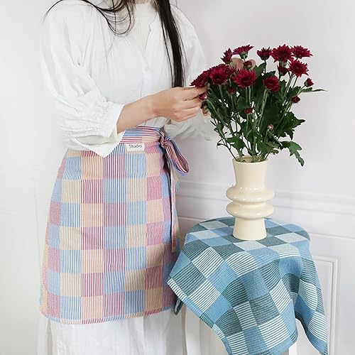 Miniatura 6 de Gingham Half Apron Lightweight Cotton Server Aprons for Women
