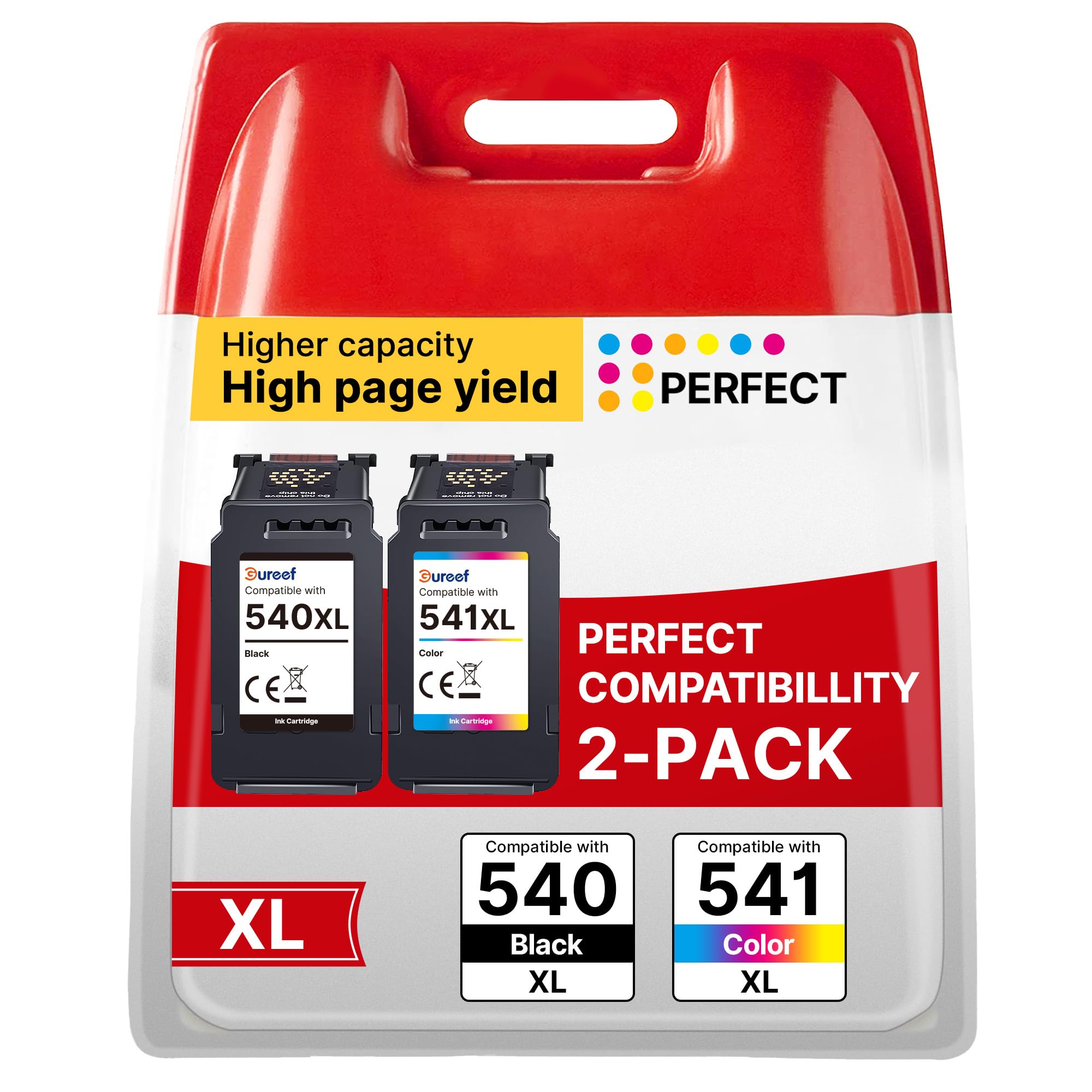 540XL and 541XL Ink Cartridges Twin Pack Replacement for Canon 540 and 541 Ink Cartridges PG-540XL Black CL-541XL Colour Printer Ink for Canon Pixma TS5150 TS5151 MG3600 TS5100 MG3650 MG3650S(2-Pack)