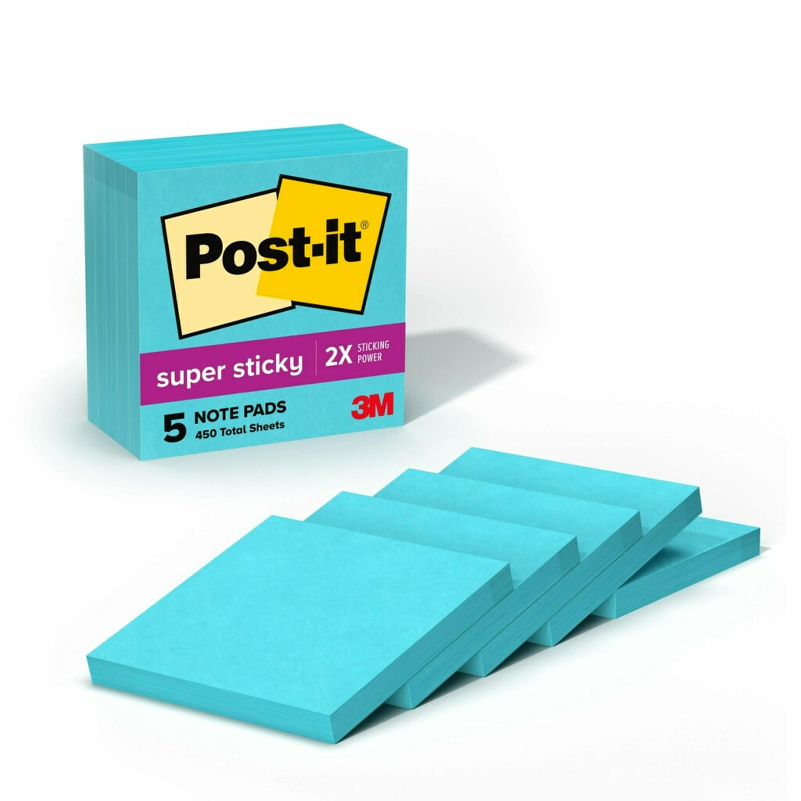 Post-it Super Sticky Notes, 3 x 3 Zoll, Grün, 5-pads/Pack