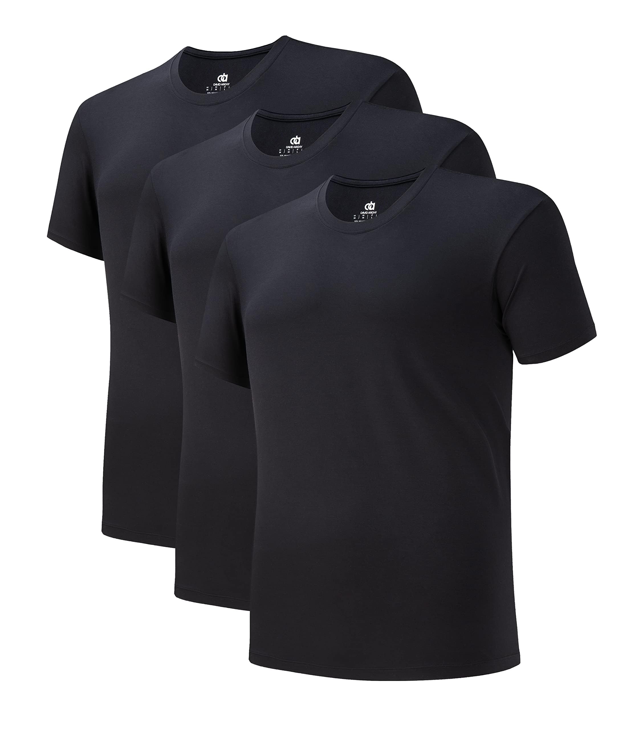 DAVID ARCHY Camisetas interiores para hombre, ultra suaves, micro modal, paquete de 3, A2 - Negro, X-Large