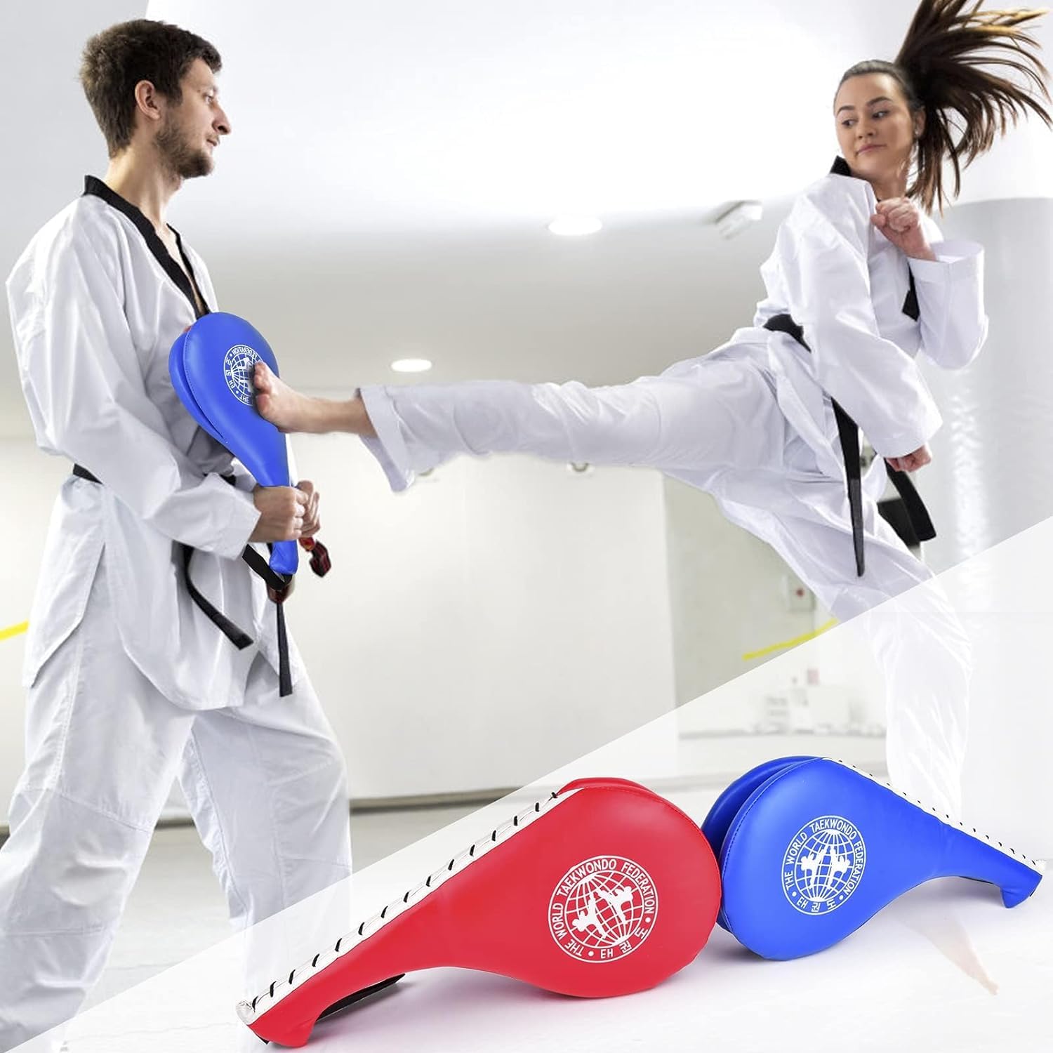 Taekwondo Double Kick Target Pads Trwałe podkładki bokserskie Sprzęt do sztuk walki Karate Kickboxing Punch Pads MMA Practice dla dzieci młodzieży dorosłych