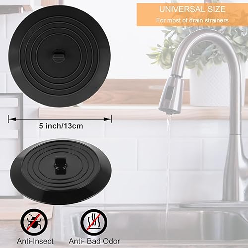 Vista 50 de V-TOP Tapón de drenaje de bañera, paquete de 2 tapones de silicona grandes de 6 pulgadas, tapón de succión plana para cocina, baño y lavandería