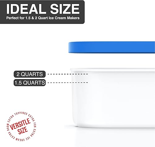 Miniatura 9 de BALCI - Recipiente para helados - 2 cuartos de galón - Almacenamiento reutilizable perfecto para congeladores caseros para sorbete, yogur congelado