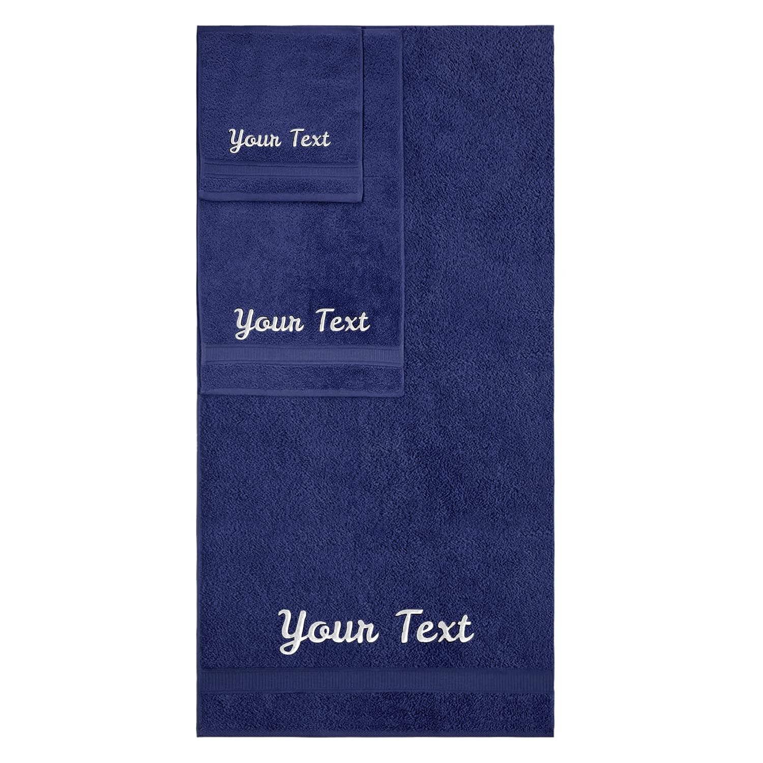 Personalized Towels Hotel Spa Quality Super Soft Highly Absorbent Bathroom Sets 100 Cotton Monogrammed towels 3 Piece Towel