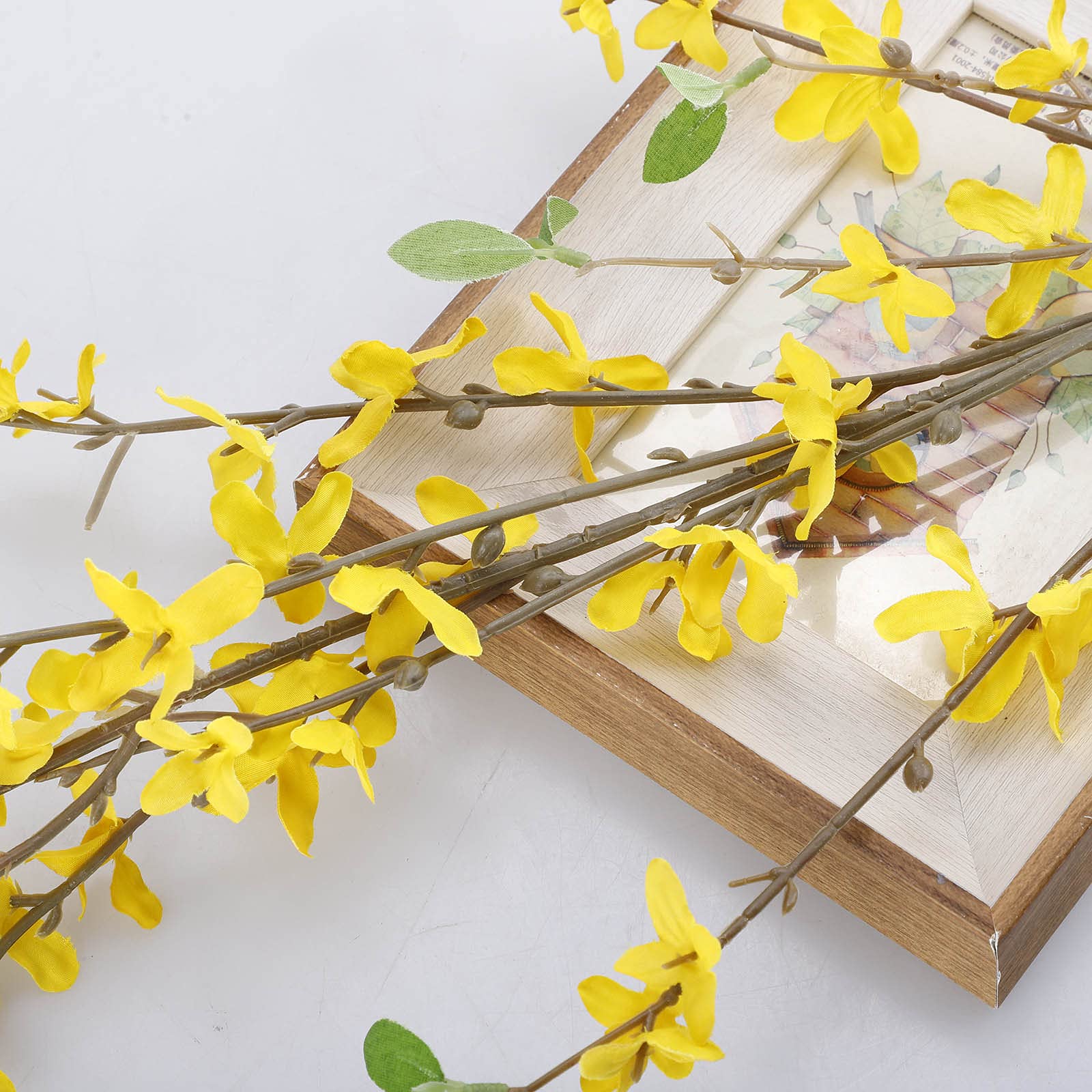 4 Rami Di Fiori Artificiali Forsizia Gialla 55cm - Piante Finte In Seta Per Decorazione Casa, Matrimonio, Ufficio