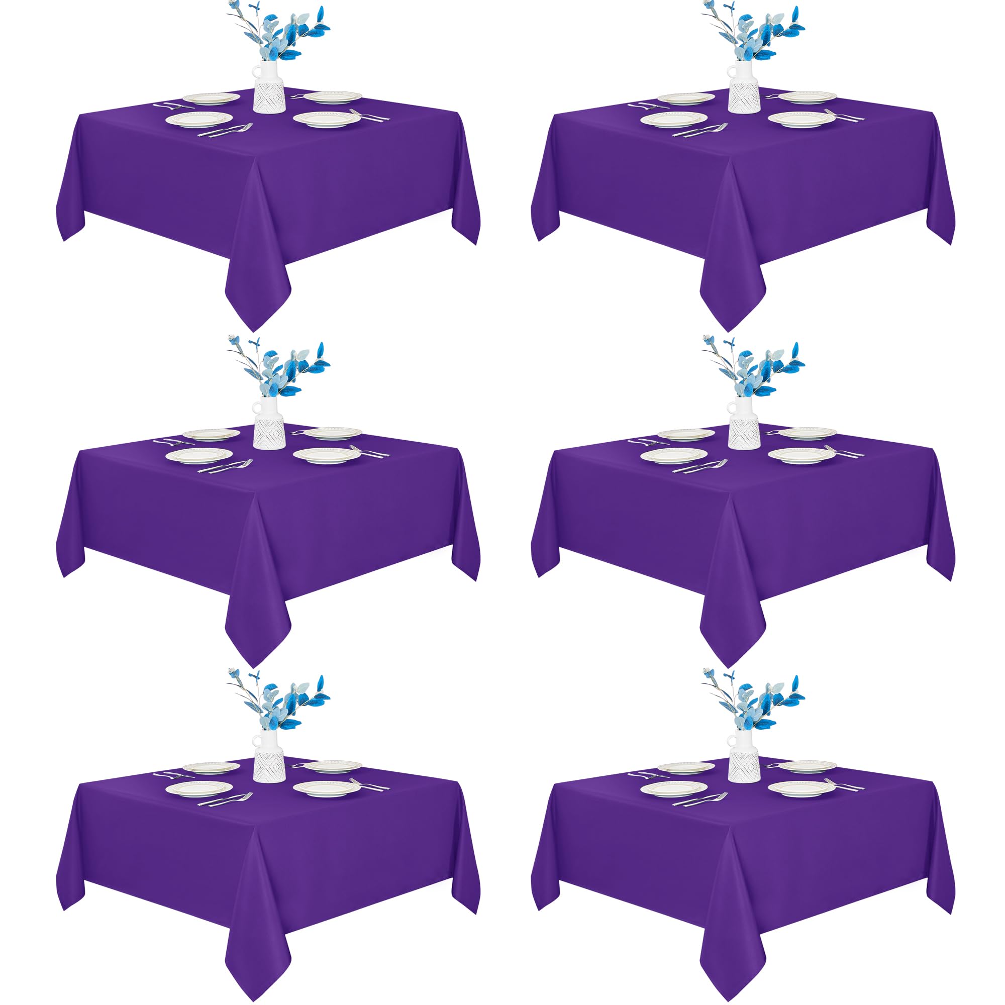 Fitable 6 Pack Purple Square Tablecloths 70x70 Inch for 2-4 Ft Tables