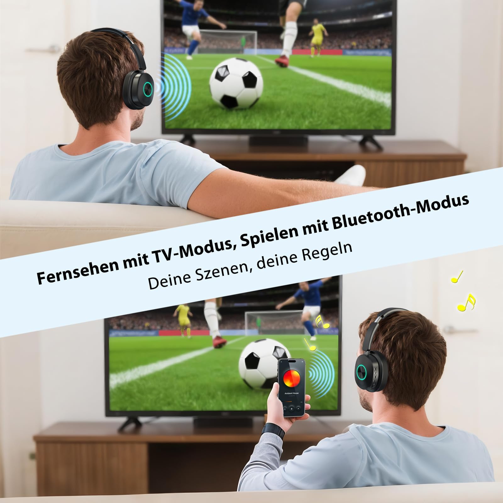Earbay Kopfhörer für Fernseher, TV Kopfhörer kabellos mit Sender-Ladestation
