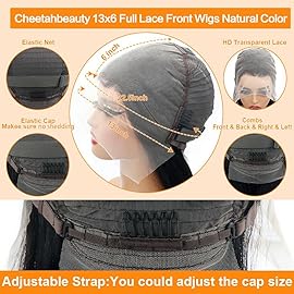 CHEETAHBEAUTY 13x6 Lace Front Wigs Human Hair 16Inch HD Transparent Lace Frontal Wigs 220% Density Brazilian Virgin Straight Human Hair Wigs for Women Pre Plucked with Baby Hair Natural Color