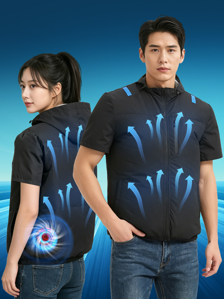 Amazon.co.jp: [HotokGoo] 空調作業服 半袖 フード付きファン 