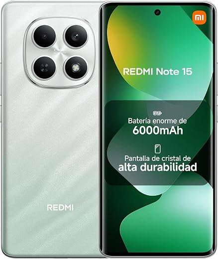 🚫 [CADUCADO] 🔥 XIAOMI REDMI Note 15 Smartphone 6+128GB Green 6000mAh Battery | 6.77″ FHD+ AMOLED display, MediaTek Helio G100-Ultra, 108MP camera, IP64 water and dust resistance