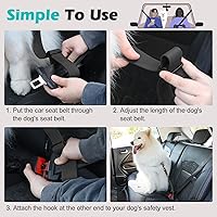 Vista 7 de Pawaboo Cinturón de seguridad universal ajustable para mascotas de 20 pulgadas, a prueba de mordeduras, con correa ajustable, arnés de cinturón