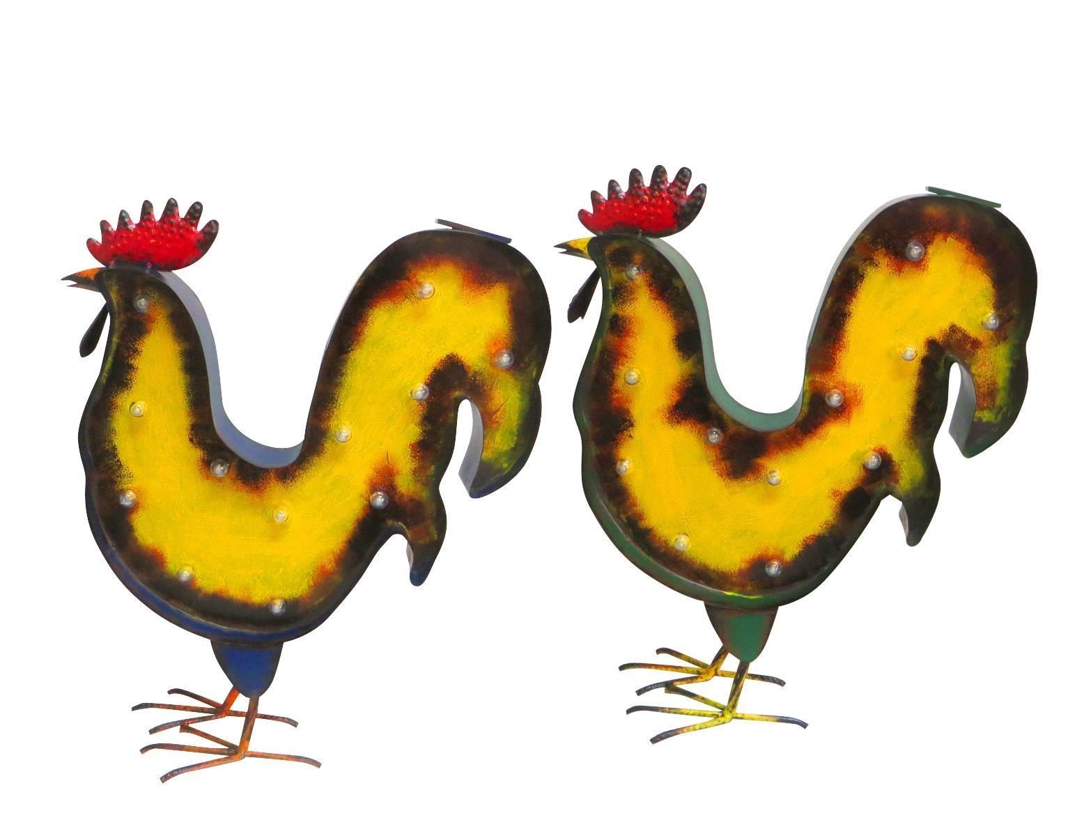 Westwoods Vintage Cockerel Wall Art Lit with Solar LED's. 47cm tall - Blue Legs Only