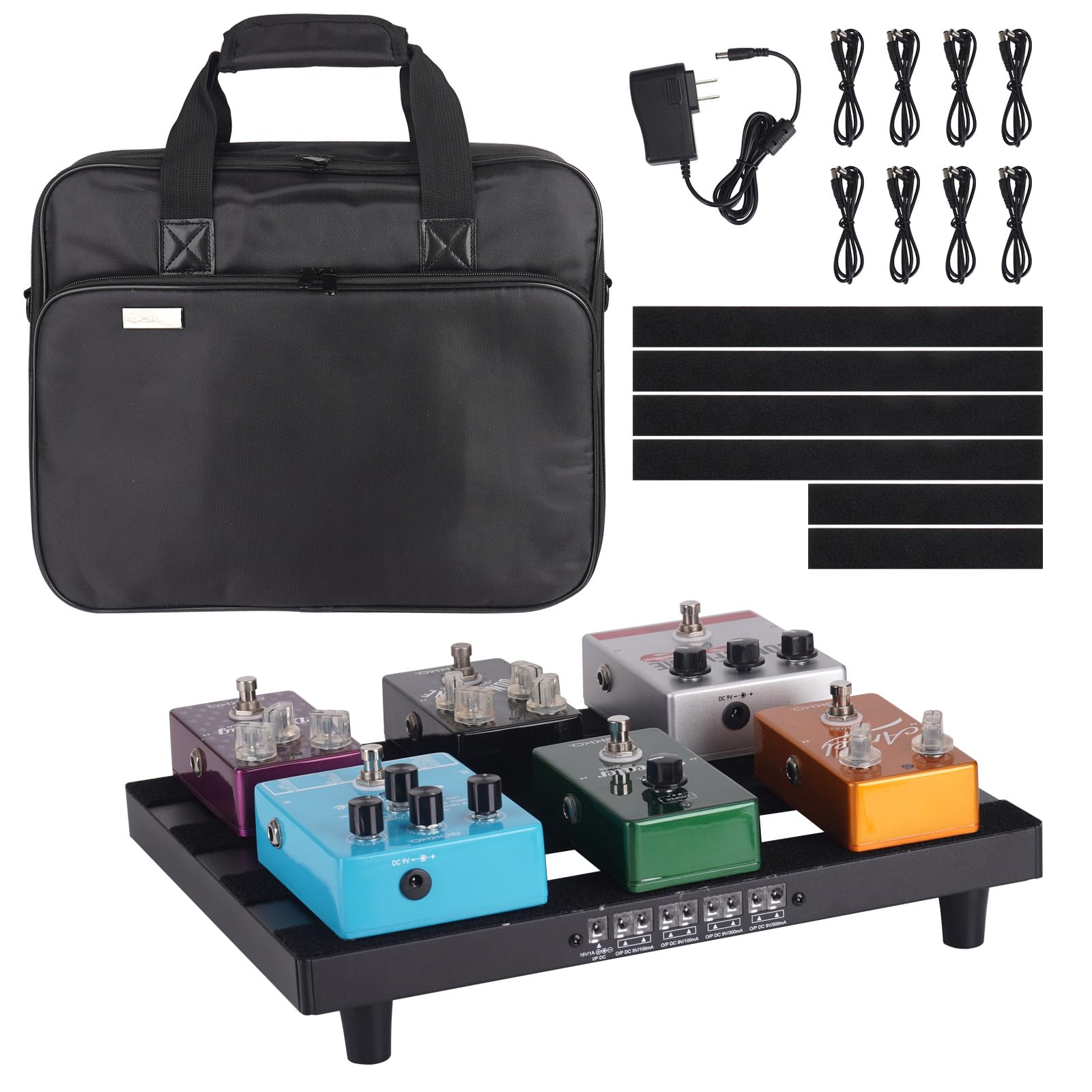GOKKO Pedaliera per chitarra con alimentatore integrato, 35,6 x 26,9 cm, in alluminio