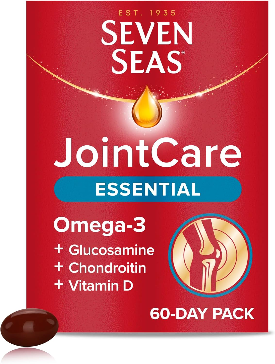 Seven Seas JointCare Essential, with Omega-3, Glucosamine, Chondroitin, Vitamins C and D, Manganese and Zinc, Food Supplements, 60-Day Pack