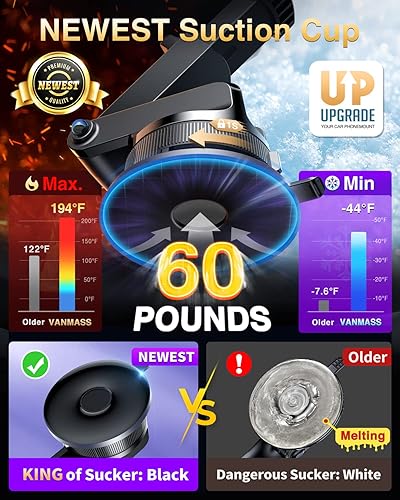 Miniatura 20 de VANMASS - Soporte universal para teléfono para automóvil, con ventosa superventosa, soporte para teléfono, manos libres, parabrisas y ventilación