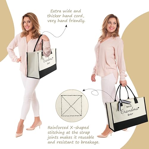 Miniatura 5 de Regalos para abuela, Navidad, bolsa de mano bordada con bolsa de maquillaje, bolsillo interior, caja de regalo, juego de tarjetas para mujeres,